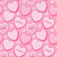 Cute hearts seamless pattern on pink background with tiny flowers. Graphic design. vector