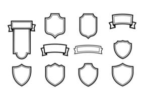 Collection of Vintage-Style Blank Shields and Ribbons vector