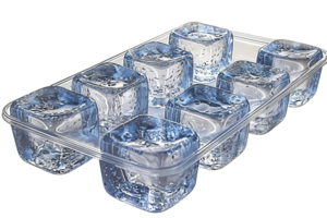 ice cubes in tray. close up view. png