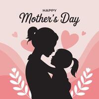 Mothers day card with silhouette of mother and child vector