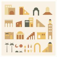 abstract flat arabic architecture element vector
