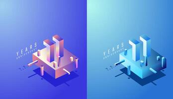 3D Isometric Anniversary Design 11th, 11th Years Anniversary in Colourful Gradient. Tech, Futuristic and Modern concept. vector