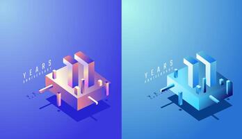 3D Isometric Anniversary Design 17th, 17th Years Anniversary in Colourful Gradient. Tech, Futuristic and Modern concept. vector