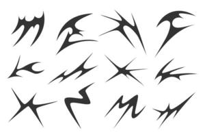 Sharp abstract spiky shapes in Y2K aesthetic style vector