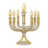 Golden Menorah with Lit Candles vector