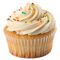 Single delicious cupcake with icing isolated on transparent background png
