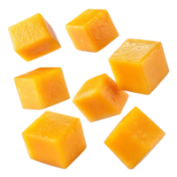 Floating mango cubes on transparent background png