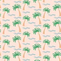 Seamless hawaiian pattern with hand drawn palm trees. Tropical background. vector