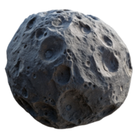 Dark gray asteroid 3d render on transparent background png