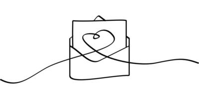 continuous line drawing symbol of love message. abstract line art illustration vector
