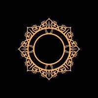Luxury Ornate Circular Frame with Gold Design on Black Background. vector