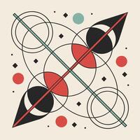 Abstract geometric composition bauhaus, Abstract molecule and atomic design with scientific elements, including atoms, electrons, and molecules in a modern style, bauhaus design vector
