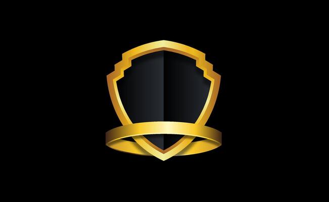 golden shield empty logo on black background