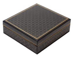 Elegant black box with intricate textured design on a transparent background png
