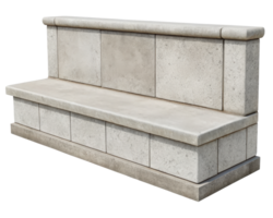 Sturdy concrete bench suitable for outdoor spaces on a transparent background png