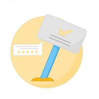 Feedback concept in flat style. Illustration of a hand holding a feedback banner board. vector