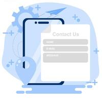 Contact Us form concept for web banner, landing page, business presentation, website banner, customer service, complaint assistance for customers. vector