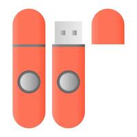 Orange Flashdisk Data Storage. Portable Device Flashdisk Element. Flashdisk Icon. vector