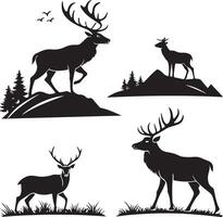 A set of reindeer silhouette icon design vector