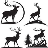 Minimalist Reindeer Silhouette Icons for Design Projects vector