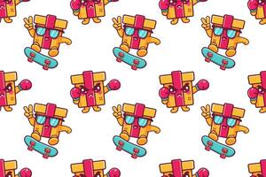 funny delivery box character seamless pattern illustration background vector