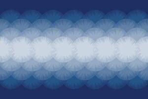 Crafted hand drawn brush lines abstract gradient circle pattern, Japanese, ethnic, ikat wood carving texture background in white and blue, simple geometric graphic for textile, carpet, decoration vector
