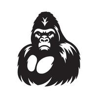 Western Gorilla Black Silhouette for Branding Projects vector
