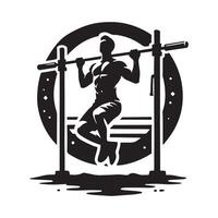 Dynamic Pull Up Bar Silhouette for Graphics vector