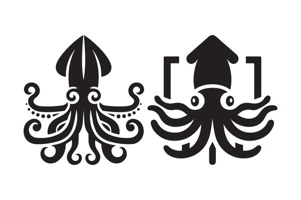 Modern Squid Silhouette for Print Media