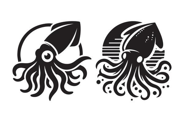 Squid Silhouette for Apparel Graphics
