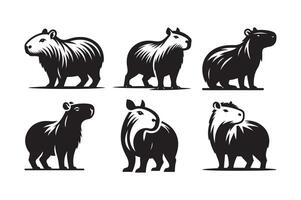 Black and White Capybara Silhouette vector