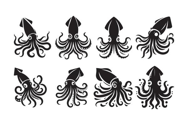 Artistic Squid Silhouette for Visual Art