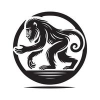 Mandrill Silhouette for Stickers and Labels vector