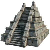 Ancient Stone Pyramid Staircase Mayan Ruins Architecture 3D Render, png