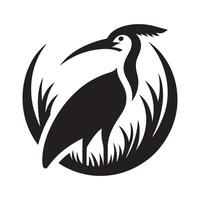 Jabiru Bird Silhouette for Apparel Design vector