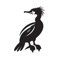 Minimal Double Crested Cormorant Silhouette Art vector