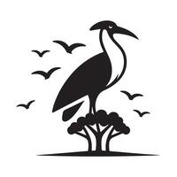 Modern Jabiru Bird Silhouette for Design Projects vector