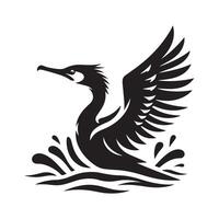 Elegant Double Crested Cormorant Silhouette for Branding vector