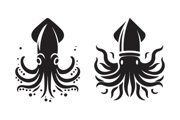 Editable Squid Silhouette for Designers