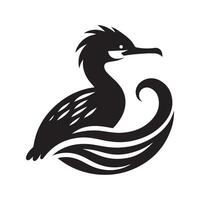 Elegant Double Crested Cormorant Silhouette vector