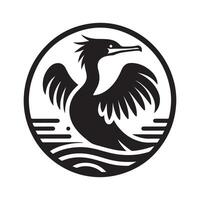 Black Double Crested Cormorant Silhouette for Print vector