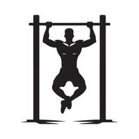 Pull Up Bar Silhouette for Exercise Logos vector