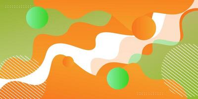Orange and green geometric business banner design. Creative banner design with wave and circle shape as template. Simple design on white horizontal banner. Eps10 vector