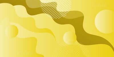 Abstract colorful yellow background with wavy fluid shapes with geometric pattern. Bright yellow background design. Cool and modern concept. Eps10 vector