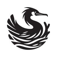 Abstract Double Crested Cormorant Silhouette for Designers vector