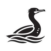 Double Crested Cormorant Black Silhouette for Websites vector