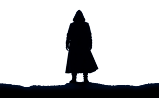 a silhouette of a person standing in the middle of the desert transparent background png