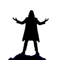 silhouette of a man standing on top of a mountain transparent background png