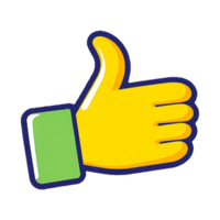 a yellow thumb up sign on a transparent background png