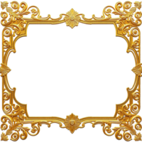 gold frame ornate border design on transparent background png